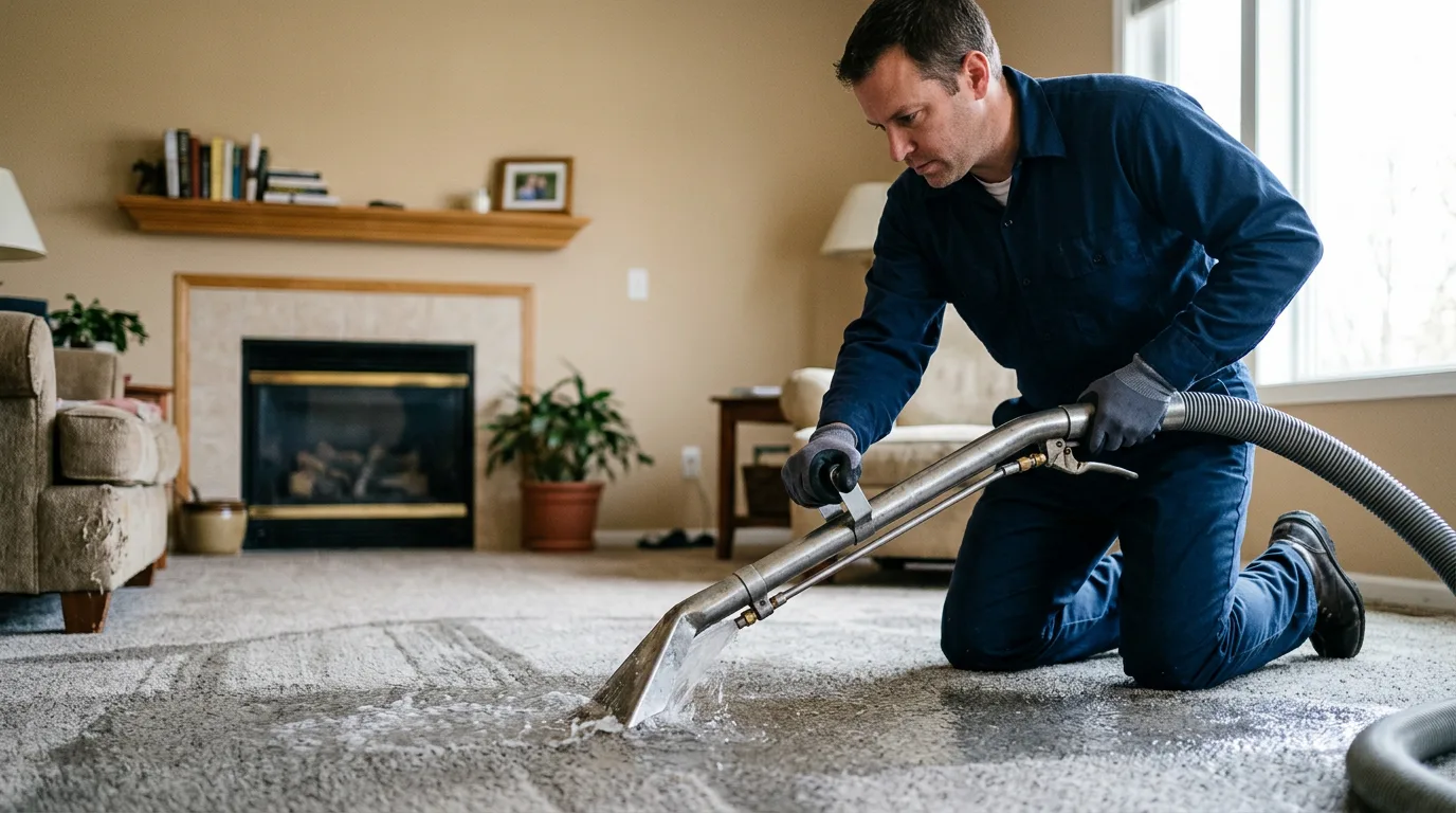 Water damage restoration technician working near Fort Eustis, VA